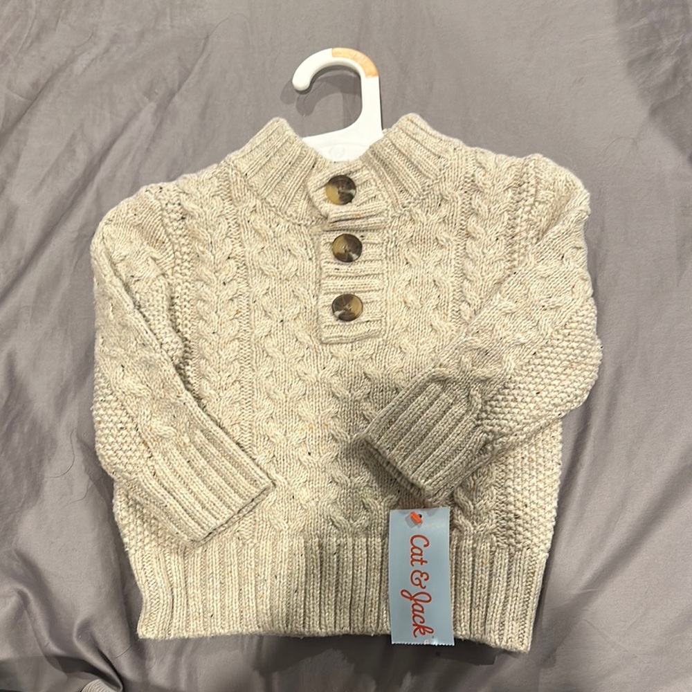 Cat & Jack Cream Cable Knit Sweater